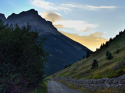 A Mountain Road, green leafed tree, Nature, Mountains, Mount, Blue, West, Color, Sunset, Rock, Trees, Road, National, Near, Time, Looking, Park, Distance, Canada, Peace, Clouds, Glacier, Lakes, alberta, International, Skies, nikon, parkway, Portfolio, efex, nikond800e, blakiston, blueskieswithclouds, colorefexpro, d800e, day6, lookingwest, mountainside, mountainsoffindistance, mountblakiston, nearsunset, redrockparkway, sunsettime, waterton, watertonglacierinternationalpeacepark, watertonlakesnationalpark, watertonpark, HD wallpaper HD wallpaper