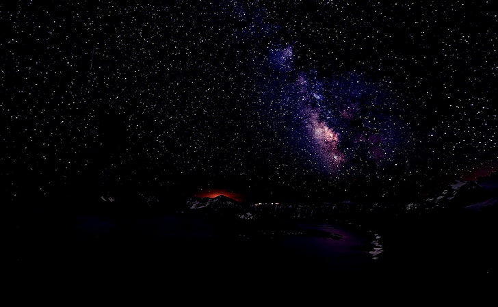 pemandangan, langit, bintang, ruang, nebula, malam, alam, gunung berapi, seni ruang angkasa, Wallpaper HD