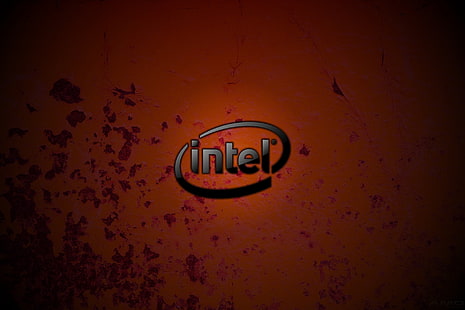 Лого на Intel Dark Rust Red, Компютри, Intel, червено, лого, компютър, тъмно, HD тапет HD wallpaper
