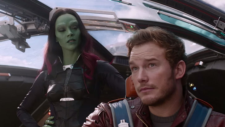 Movie, Guardians of the Galaxy, Chris Pratt, Gamora, Peter Quill, Zoe Saldana, HD wallpaper