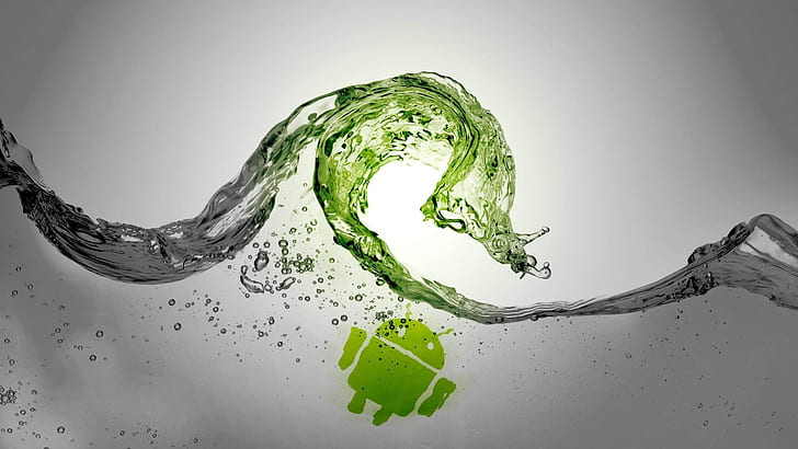 Water wave splash, Android robot, Water, Wave, Splash, Android, Robot, HD wallpaper