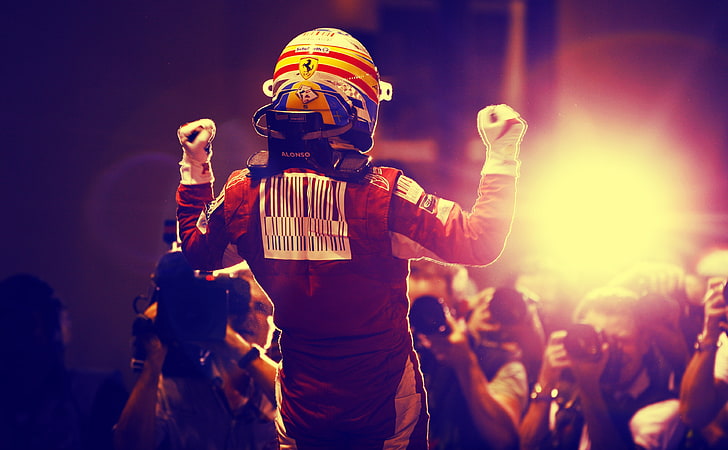 Fernando Alonso, wielokolorowy kask, Sport, Formuła 1, Fernando, Alonso, Tapety HD