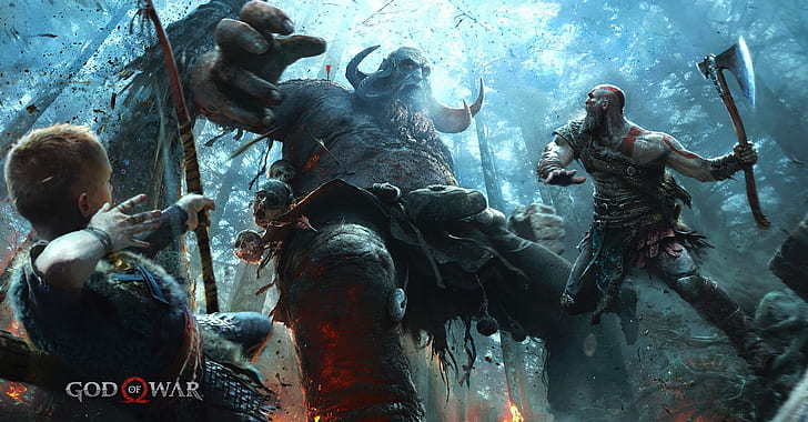god of war 4, чудовище, kratos, игри, HD тапет