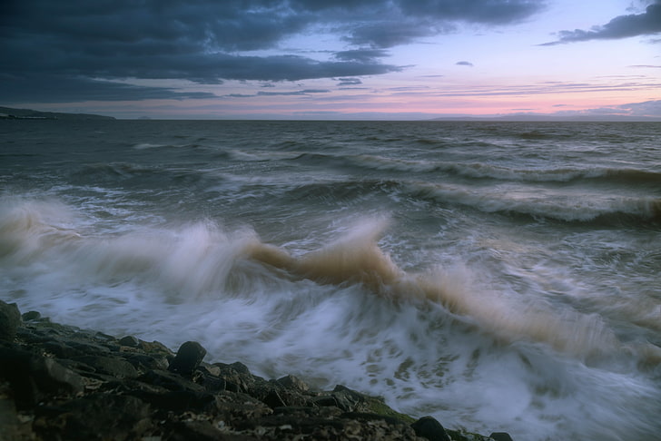 gelombang, badai, laut, Samudra Atlantik, Samudra Atlantik, Kepulauan Falkland, Wallpaper HD