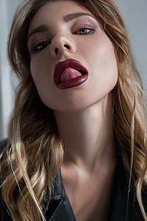 tongues, face, women, model, HD wallpaper HD wallpaper