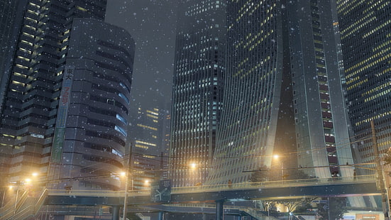 회색 고층 빌딩, 신카이 마코토, 키미 노와와, 애니메이션, HD 배경 화면 HD wallpaper