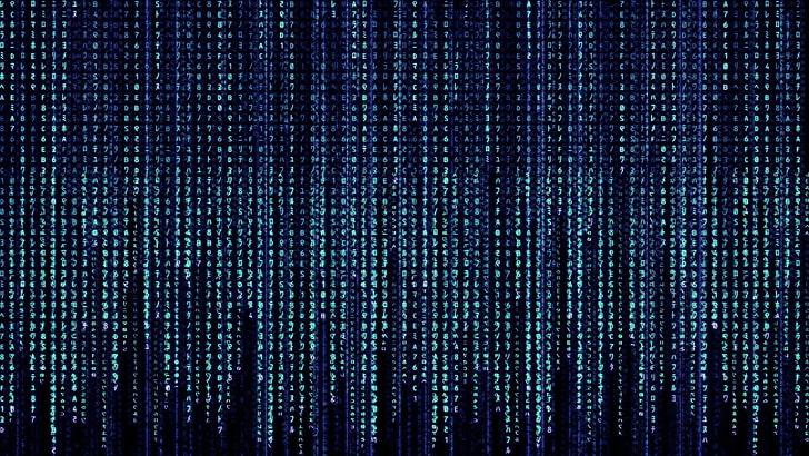 fondo de pantalla de código de matriz, azul, kanji, The Matrix, Fondo de pantalla HD