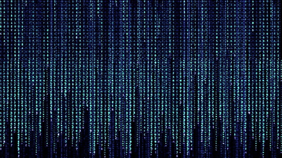 tapeta z kodem matrix, niebieska, kanji, The Matrix, Tapety HD HD wallpaper