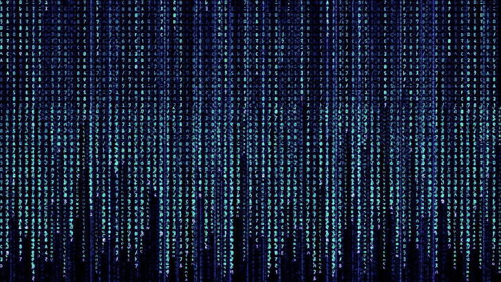 blue, The Matrix, kanji, HD wallpaper
