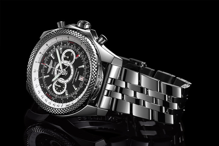 นาฬิกาโครโนกราฟ Invicta สีเงินทรงกลมพร้อมสายลิงค์นาฬิกา Breitling SuperSports, วอลล์เปเปอร์ HD