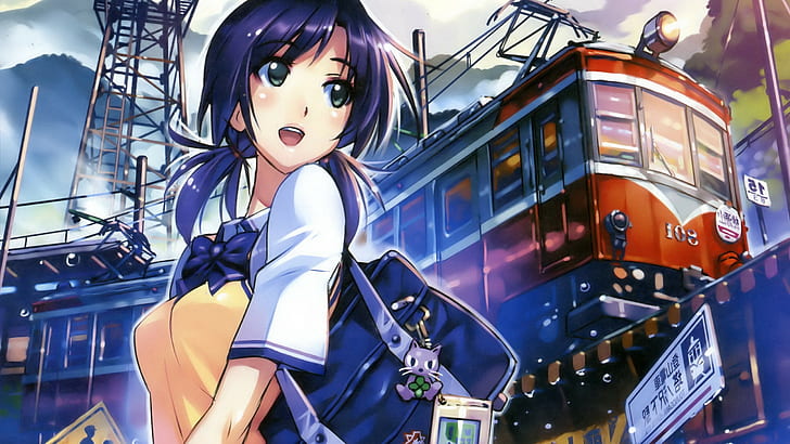 anime anime girls train schoolgirls rail wars, HD wallpaper