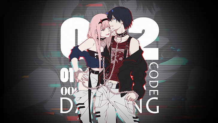 Darling in the FranXX, Zero Two (Darling in the FranXX), Code: 016 (Hiro), capelli rosa, Sfondo HD