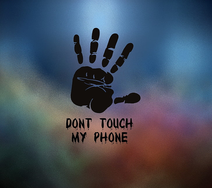 palmo con non toccare il mio telefono sovrapposizione di testo, impronte di mani, cellulare, Sfondo HD