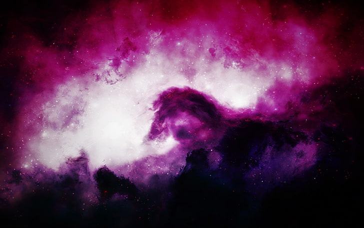 галактика, розовый, фиолетовый, черный, темный, звезды, HD обои