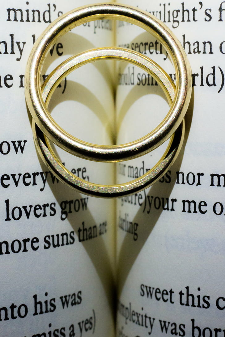 two silver rings on book page, Two Become One, silver, rings, book, page, art, happy, macro, monday, jewelry, light, shadow, Somerville  Massachusetts, United States, dictionary, single Word, HD wallpaper