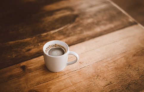 white ceramic mug, coffee, espresso, cup, drink, HD wallpaper HD wallpaper