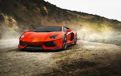 червено Lamborghini спортно купе, Lamborghini, Lamborghini Aventador, автомобил, HD тапет HD wallpaper