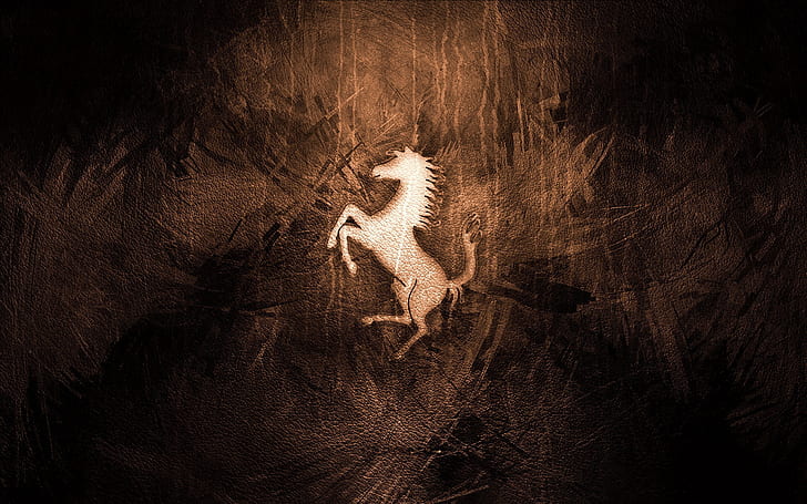 horse, leather, emblem, ferrari, 2014, HD wallpaper
