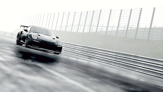 Porsche 911 GT2 RS, Porsche 911, Porsche, coche deportivo, carreras, niebla, Fondo de pantalla HD HD wallpaper