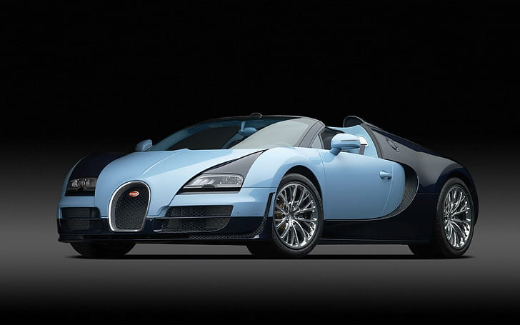 Bugatti Veyron Grand Sport Vitesse Legend Jean Pierre..., blue and black convertible, grand, sport, bugatti, veyron, 2013, vitesse, legend, jean, pierre, wimille, cars, HD wallpaper