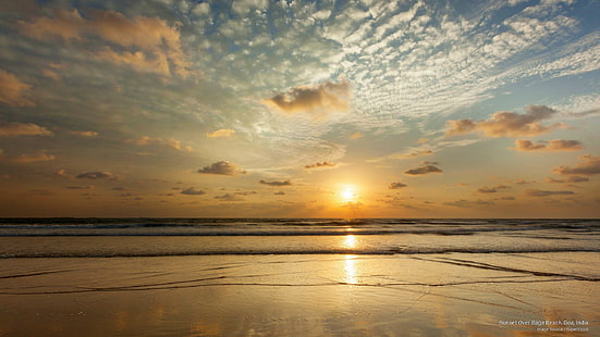 Solnedgång över Baga Beach, Goa, Indien, stränder, HD tapet HD wallpaper