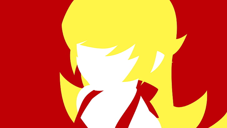 illustration of a yellow-haired cartoon character, Monogatari Series, Oshino Shinobu, minimalism, anime vectors, HD wallpaper