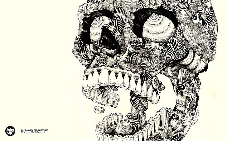 Skull Abstract White HD, human skull ilustration, abstract, digital/artwork, white, skull, HD wallpaper