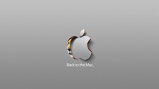 сиво Назад към логото на Mac, Apple Inc., HD тапет HD wallpaper