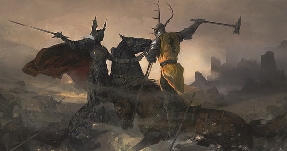 Game of Thrones, Robert Baratheon, Ritter, Pferd, Krieg, Rhaegar Targaryen, Kriegshammer, Schwert, HD-Hintergrundbild HD wallpaper