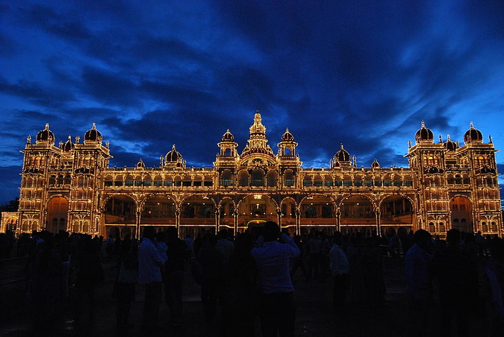 Palácio de Mysore, Iluminação, Palácio, Estado de Karnataka, Índia, HD papel de parede