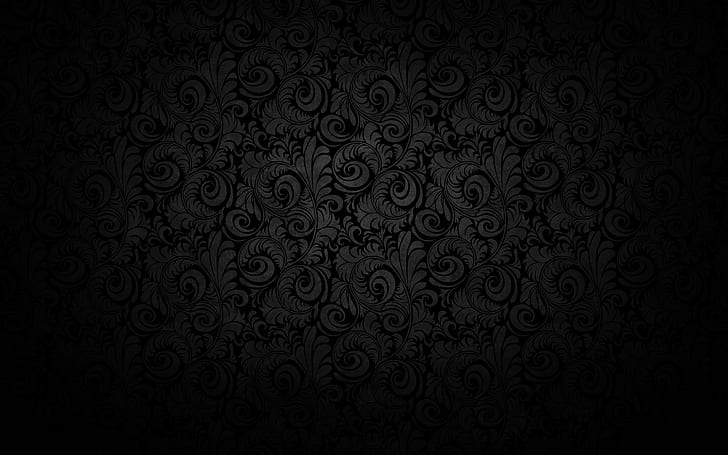 fundo preto escuro preto curvado flor abstrato fantasia arte HD, preto, fundo, flores, escuro, plantas, trabalho de renda, HD papel de parede