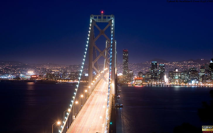 мост, городской пейзаж, ночь, HD обои