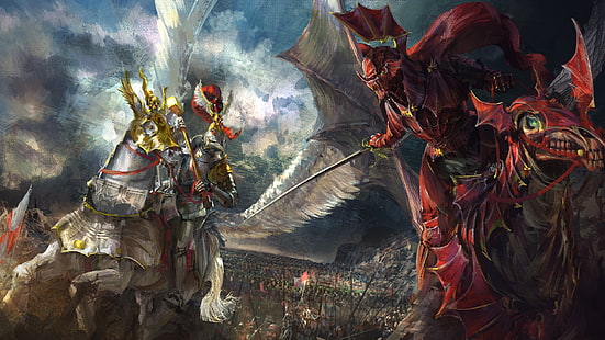 Total War, Total War: Warhammer, Существо, Лошадь, Меч, Воин, HD обои HD wallpaper