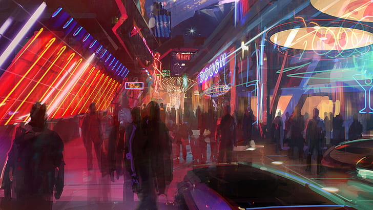 Mass Effect, Artwork, Light, Mall, 3d photo of people walking, mass effect, artwork, light, mall, HD wallpaper