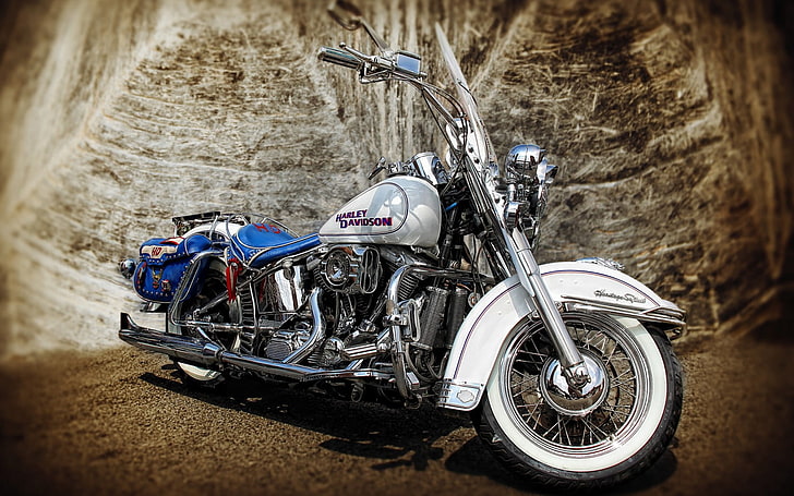 sepeda motor penjelajah Harley-Davidson putih, harley-davidson, hdr, sepeda motor, Wallpaper HD