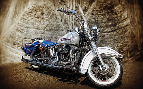 white Harley-Davidson cruiser motorcycle, harley-davidson, hdr, motorcycle, HD wallpaper HD wallpaper