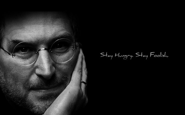 man's face, Stay hungry, stay foolish, Steve Jobs, stay reckless, HD wallpaper