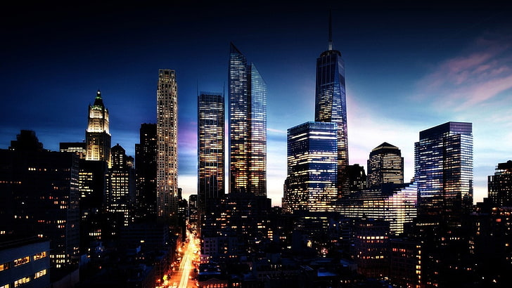 مباني المدينة ، سيتي سكيب ، المدينة ، مانهاتن ، مدينة نيويورك، خلفية HD