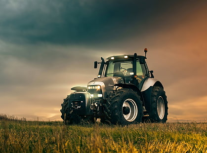 Lamborghini R8 Tractor, tractor agrícola negro, Motores, Otros, Tractor, Lamborghini, Fondo de pantalla HD HD wallpaper