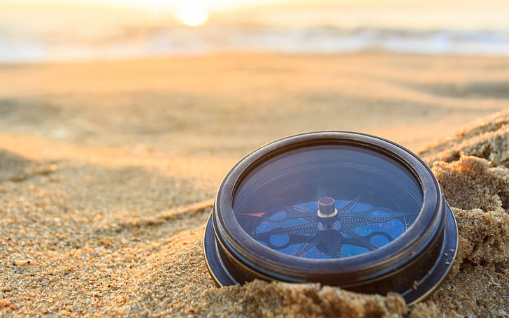 Compass in the Sand, compass, sand, travel, HD wallpaper