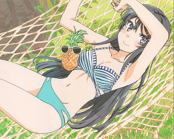 Anime, Seishun Buta Yarou wa Bunny Girl Senpai no Yume wo Minai, Bikini, Mai Sakurajima, HD wallpaper
