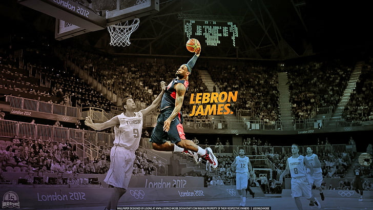 basketball, dunk, james, lebron, nba, player, HD wallpaper