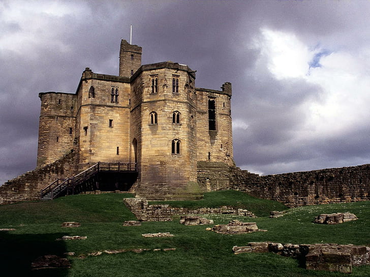 Castello di Warkworth Northumberl Engl, castello di Warkworth, Northumberland, Inghilterra, 3d ed estratto, Sfondo HD