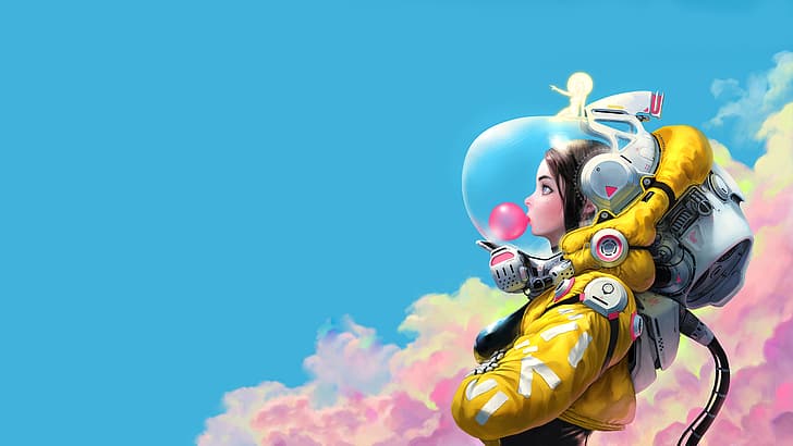 Wenjuinn Png, bubble gum, spacesuit, HD wallpaper