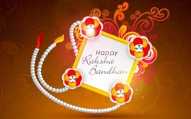 Karty festiwalowe Rakhi, tapeta w żółtej ramce, festiwale / święta, Raksha Bandhan, festiwal, święto, Tapety HD