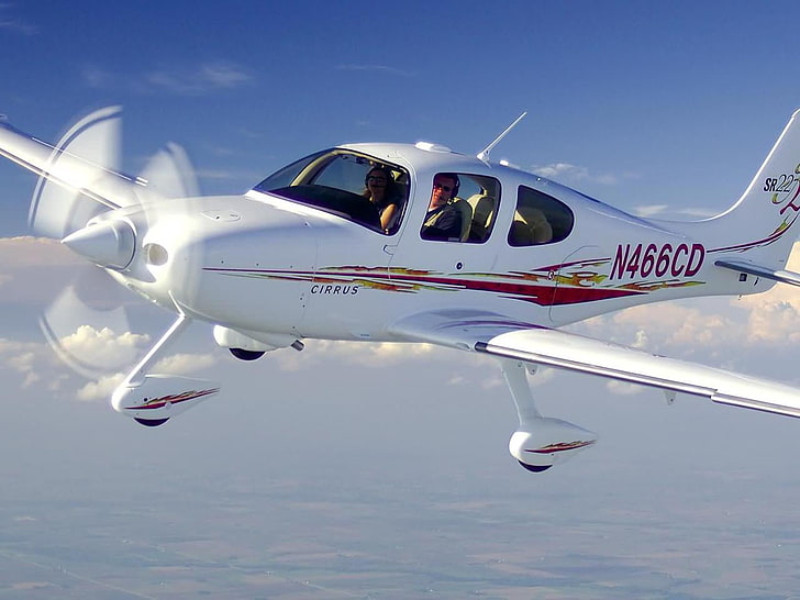 Cirrus SR 22, white and red Circus airplane, Aircrafts / Planes, , blue, sky, aircraft, flying, HD wallpaper