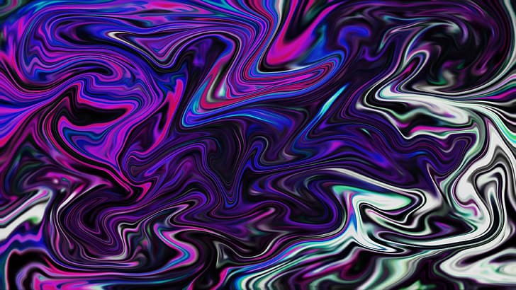 นามธรรม ของเหลว ของเหลว งานศิลปะ ArtStation Behance รูปร่าง แปรงทาสี พื้นหลังสีม่วง, วอลล์เปเปอร์ HD