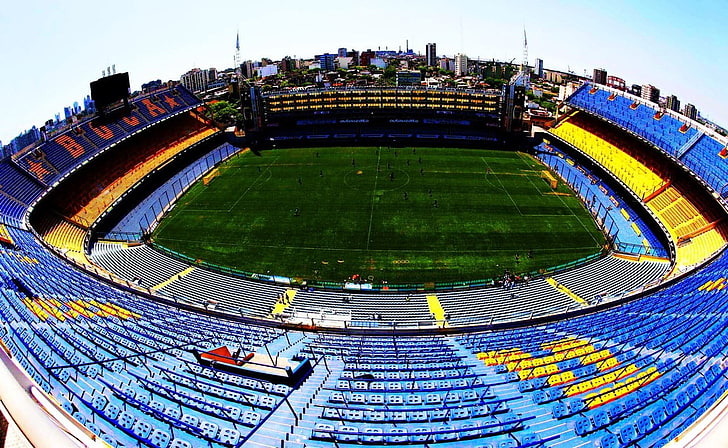 green and blue stadium, La Bombonera, Boca Juniors, HD wallpaper