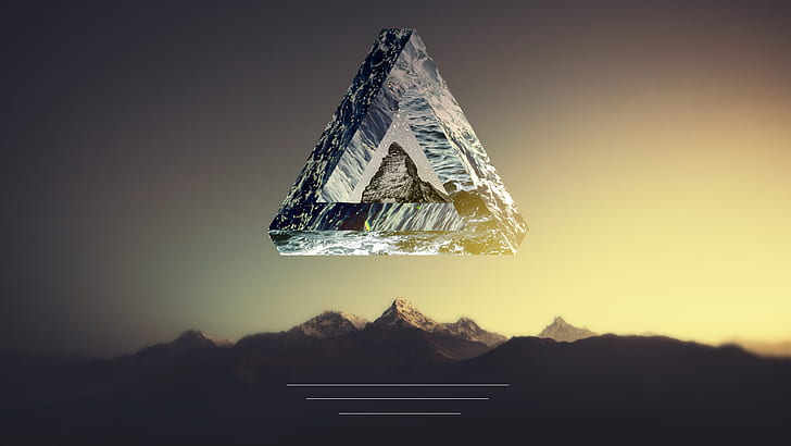 Landschaft, digitale Kunst, Polyscape, Penrose-Dreieck, HD-Hintergrundbild