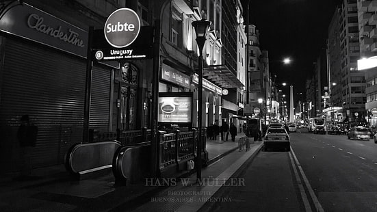 street, subway, Buenos Aires, monochrome, HD wallpaper HD wallpaper